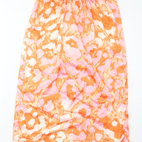 Quiz Womens Orange Geometric Polyester A-Line Skirt Size M Tie