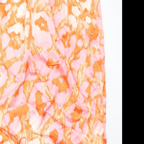 Quiz Womens Orange Geometric Polyester A-Line Skirt Size M Tie