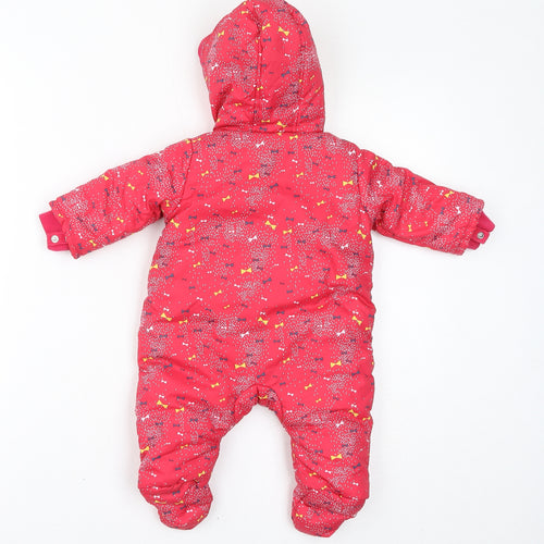 mamas & papas Girls Pink Geometric Quilted Coat Size 0-3 Months Zip - All In One