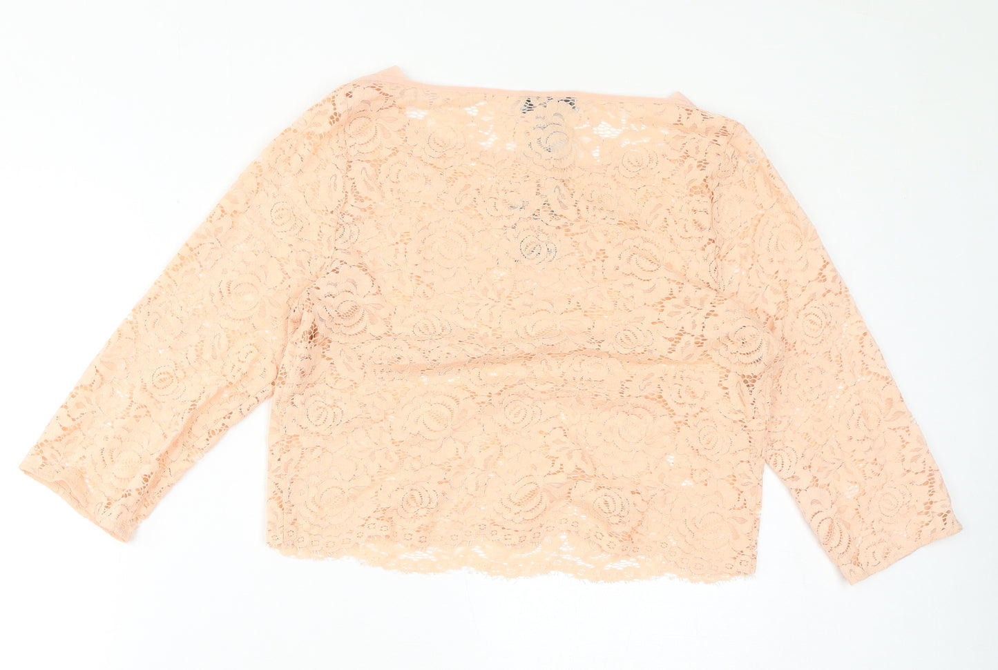 Oasis Womens Pink Polyester Basic T-Shirt Size 14 Round Neck - Lace