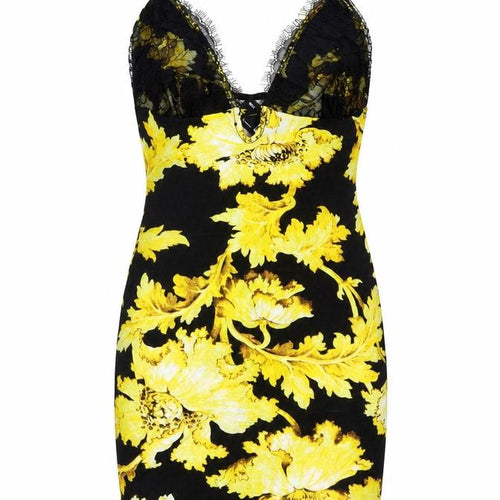 ASOS Womens Black Floral Viscose Bodycon Size 6 V-Neck Pullover - Lace