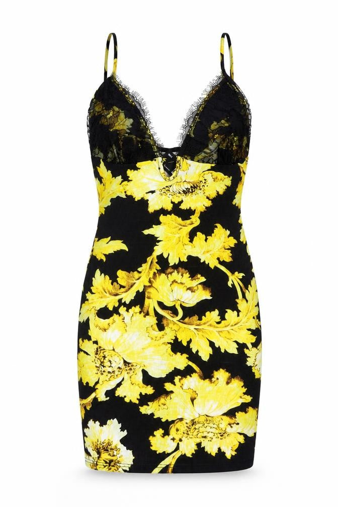 ASOS Womens Black Floral Viscose Bodycon Size 6 V-Neck Pullover - Lace