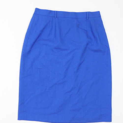 Viyella Womens Blue Polyester Straight & Pencil Skirt Size 14 Zip