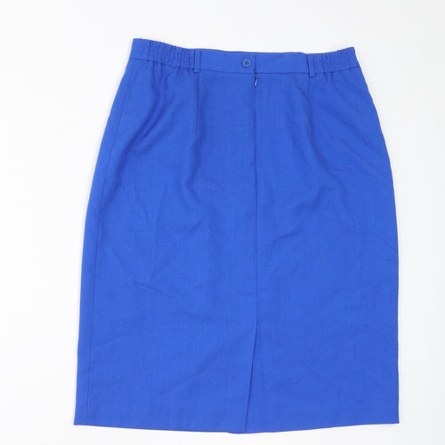Viyella Womens Blue Polyester Straight & Pencil Skirt Size 14 Zip