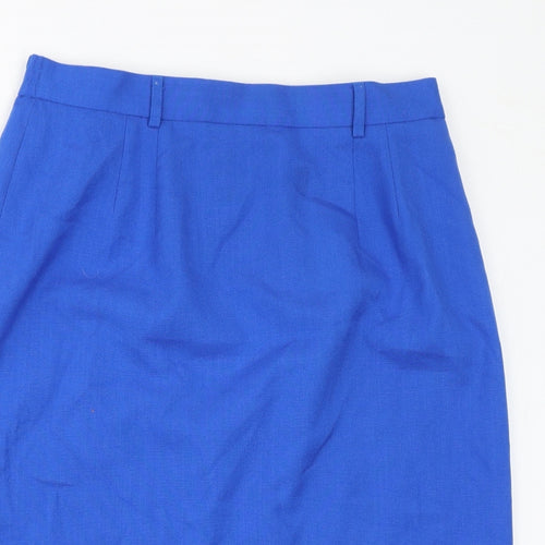 Viyella Womens Blue Polyester Straight & Pencil Skirt Size 14 Zip