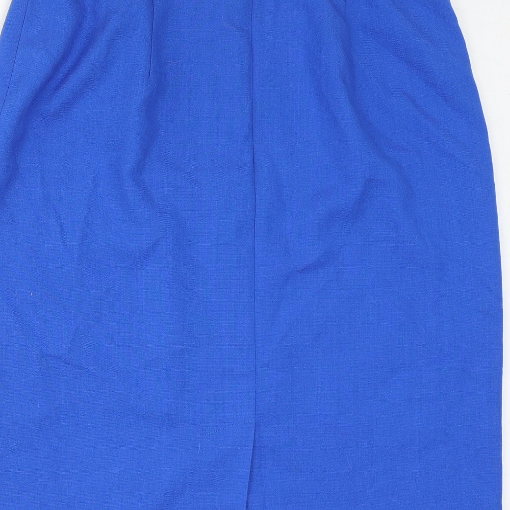 Viyella Womens Blue Polyester Straight & Pencil Skirt Size 14 Zip