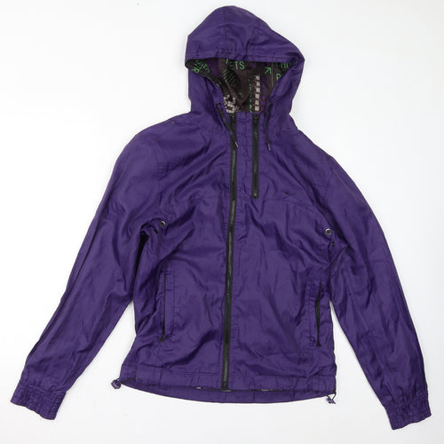 Bershka Womens Purple Rain Coat Coat Size M Zip