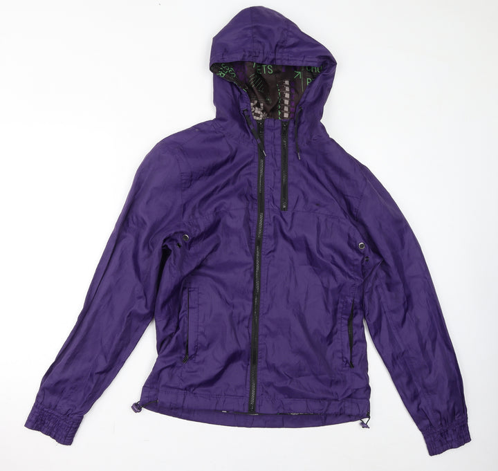 Bershka Womens Purple Rain Coat Coat Size M Zip