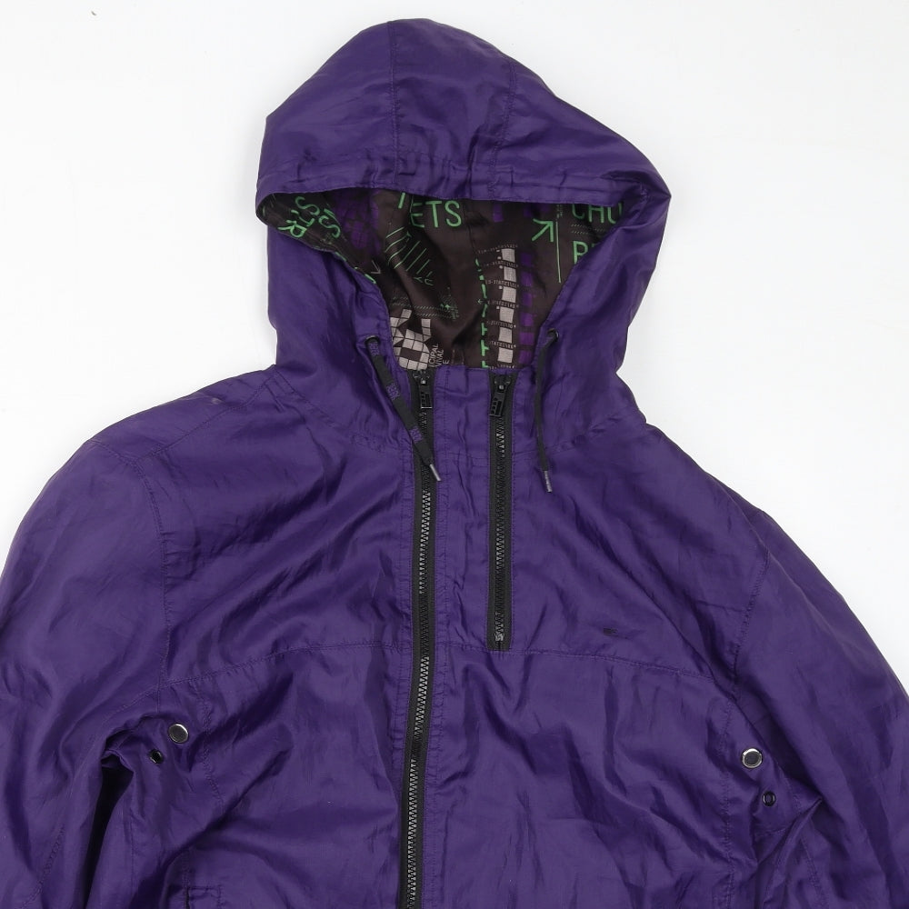 Bershka Womens Purple Rain Coat Coat Size M Zip