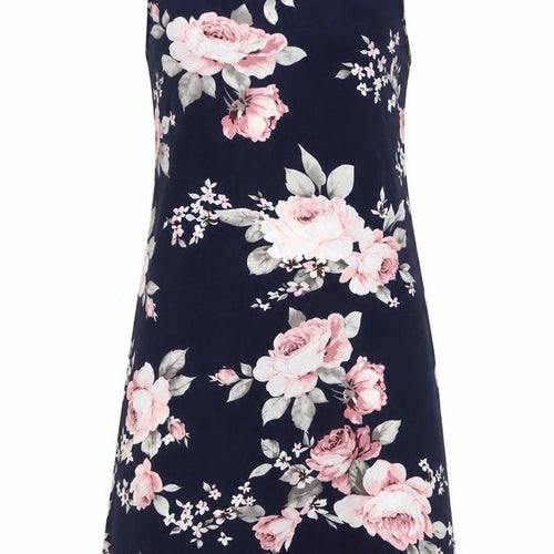 Izabel London Womens Blue Floral Polyester A-Line Size 12 Round Neck Zip