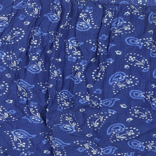 Marks and Spencer Girls Blue Floral Viscose A-Line Skort Size 12-13 Years Regular Pull On