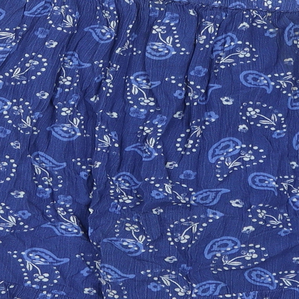 Marks and Spencer Girls Blue Floral Viscose A-Line Skort Size 12-13 Years Regular Pull On