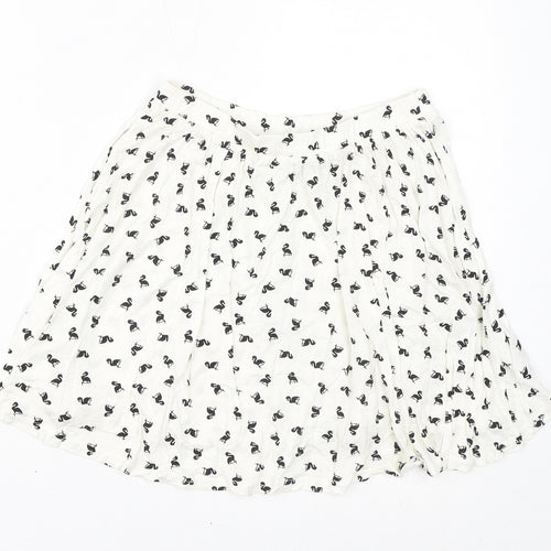 ASOS Womens White Geometric Viscose Mini Skirt Size 10 - Flamingos