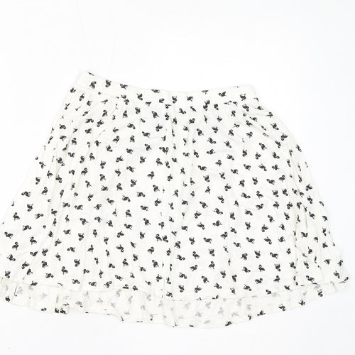 ASOS Womens White Geometric Viscose Mini Skirt Size 10 - Flamingos
