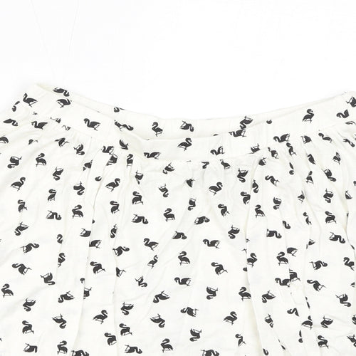 ASOS Womens White Geometric Viscose Mini Skirt Size 10 - Flamingos