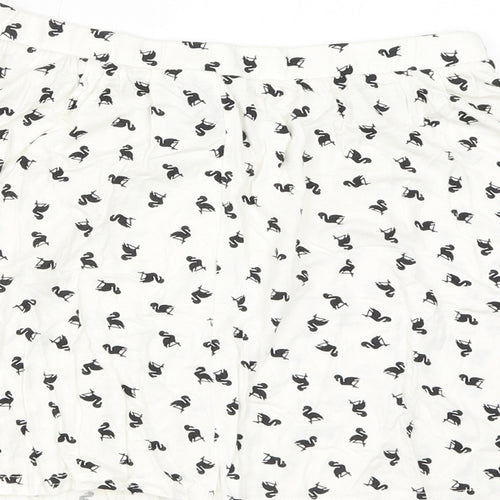 ASOS Womens White Geometric Viscose Mini Skirt Size 10 - Flamingos