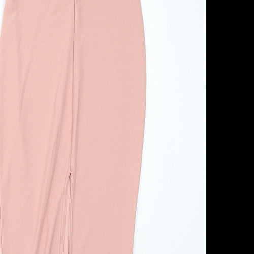 Boohoo Womens Pink Polyester Bodycon Size 10 Off the Shoulder Zip