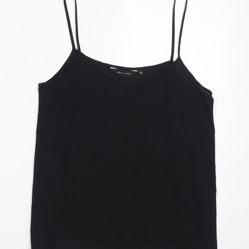 New Look Womens Black Polyester Basic Tank Size 10 V-Neck