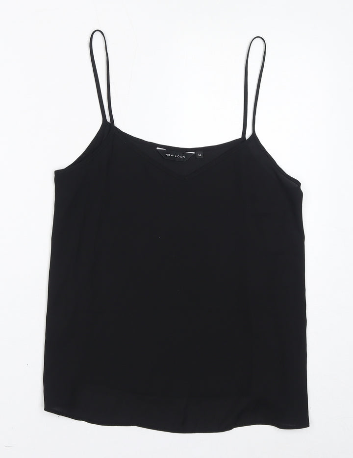 New Look Womens Black Polyester Basic Tank Size 10 V-Neck