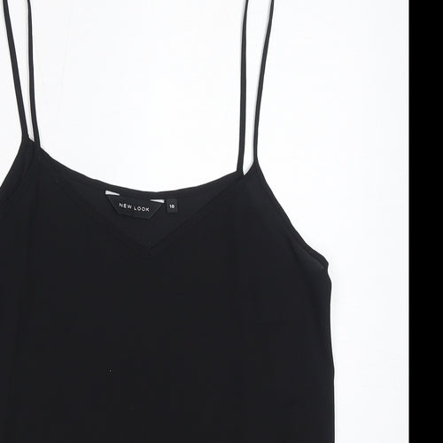 New Look Womens Black Polyester Basic Tank Size 10 V-Neck