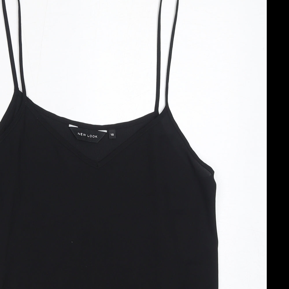 New Look Womens Black Polyester Basic Tank Size 10 V-Neck