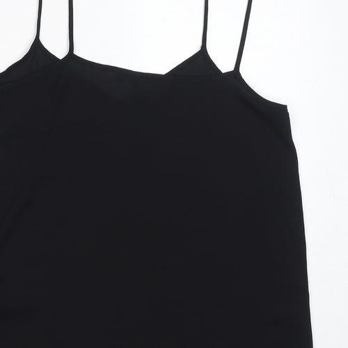 New Look Womens Black Polyester Basic Tank Size 10 V-Neck