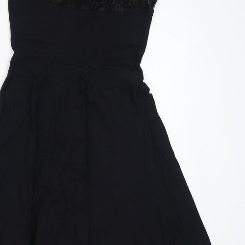 New Look Womens Black Cotton A-Line Size 10 Square Neck Pullover
