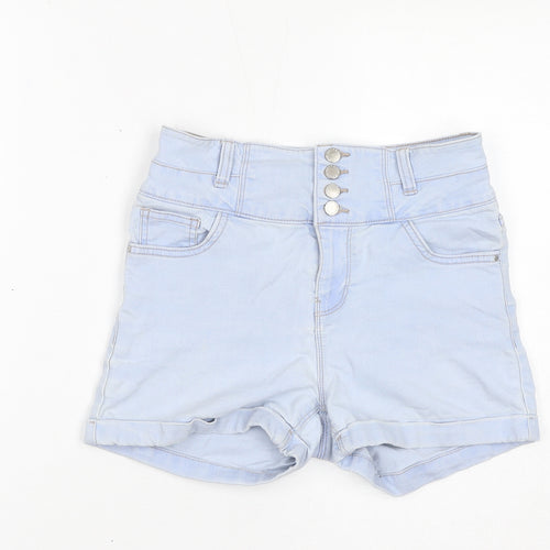 New Look Womens Blue Cotton Basic Shorts Size 10 L3 in Regular Zip