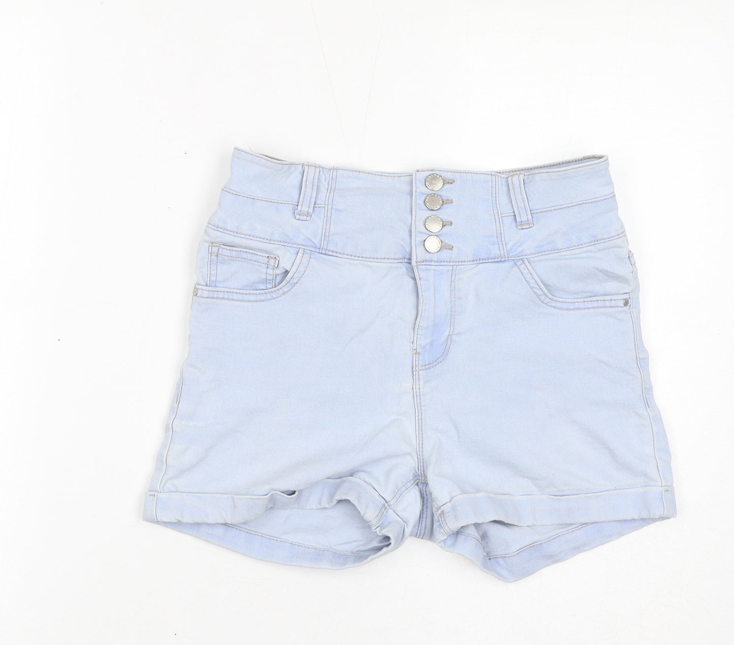 New Look Womens Blue Cotton Basic Shorts Size 10 L3 in Regular Zip