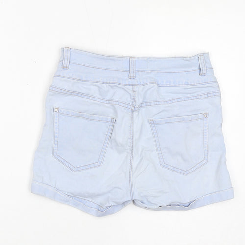 New Look Womens Blue Cotton Basic Shorts Size 10 L3 in Regular Zip