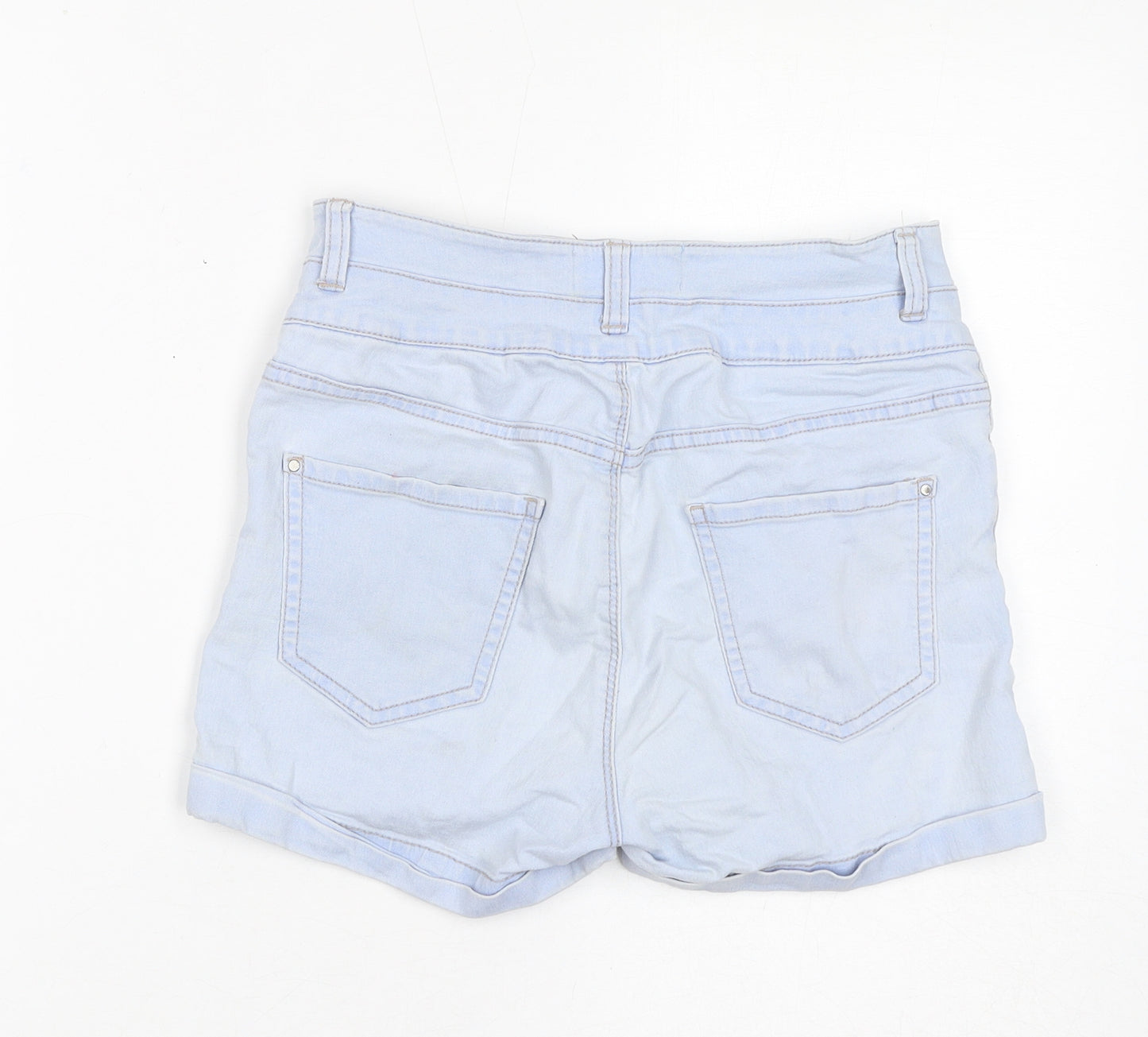 New Look Womens Blue Cotton Basic Shorts Size 10 L3 in Regular Zip