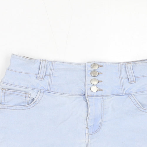 New Look Womens Blue Cotton Basic Shorts Size 10 L3 in Regular Zip