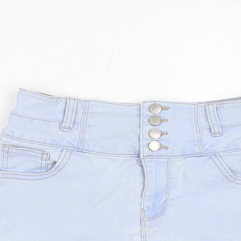 New Look Womens Blue Cotton Basic Shorts Size 10 L3 in Regular Zip