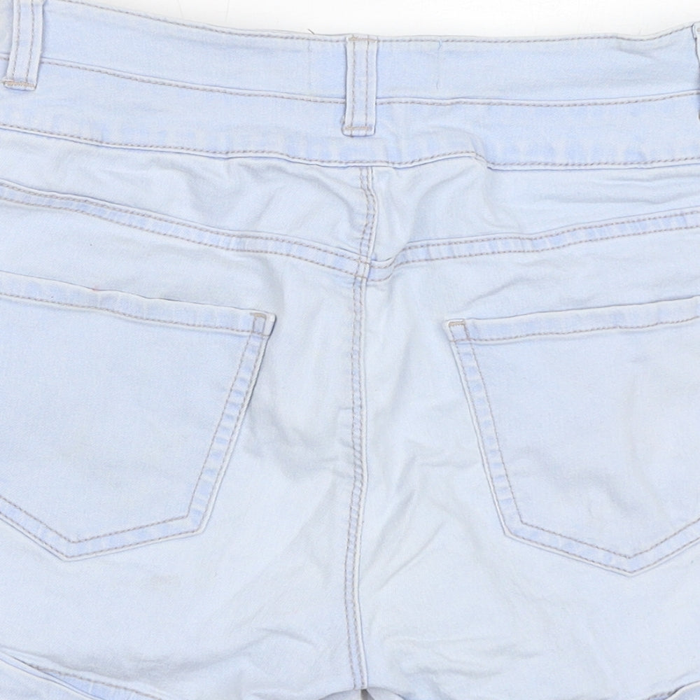 New Look Womens Blue Cotton Basic Shorts Size 10 L3 in Regular Zip