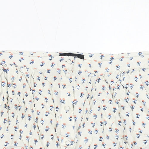 New Look Womens White Floral Viscose Mini Skirt Size 8 Button