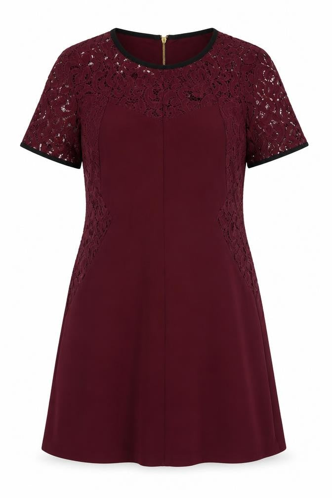 Front view of Oasis women’s red polyester a-line, size UK 12, round neck zip