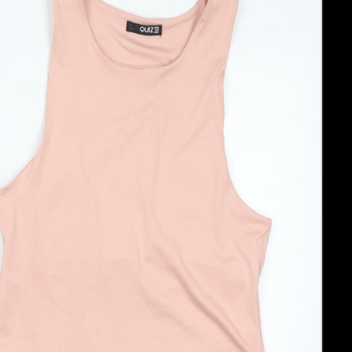 Quiz Womens Pink Polyester Bodysuit One-Piece Size 14 Button