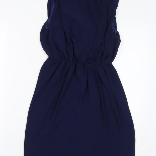 Apricot Womens Blue Polyester A-Line Size 10 V-Neck Pullover - Gem Embellishments