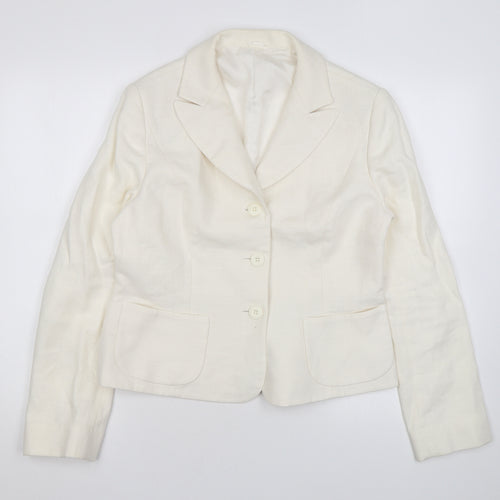 Hobbs Womens Ivory Linen Jacket Blazer Size 14