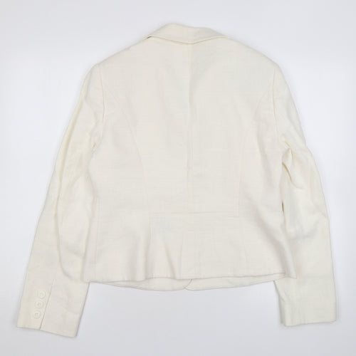 Hobbs Womens Ivory Linen Jacket Blazer Size 14