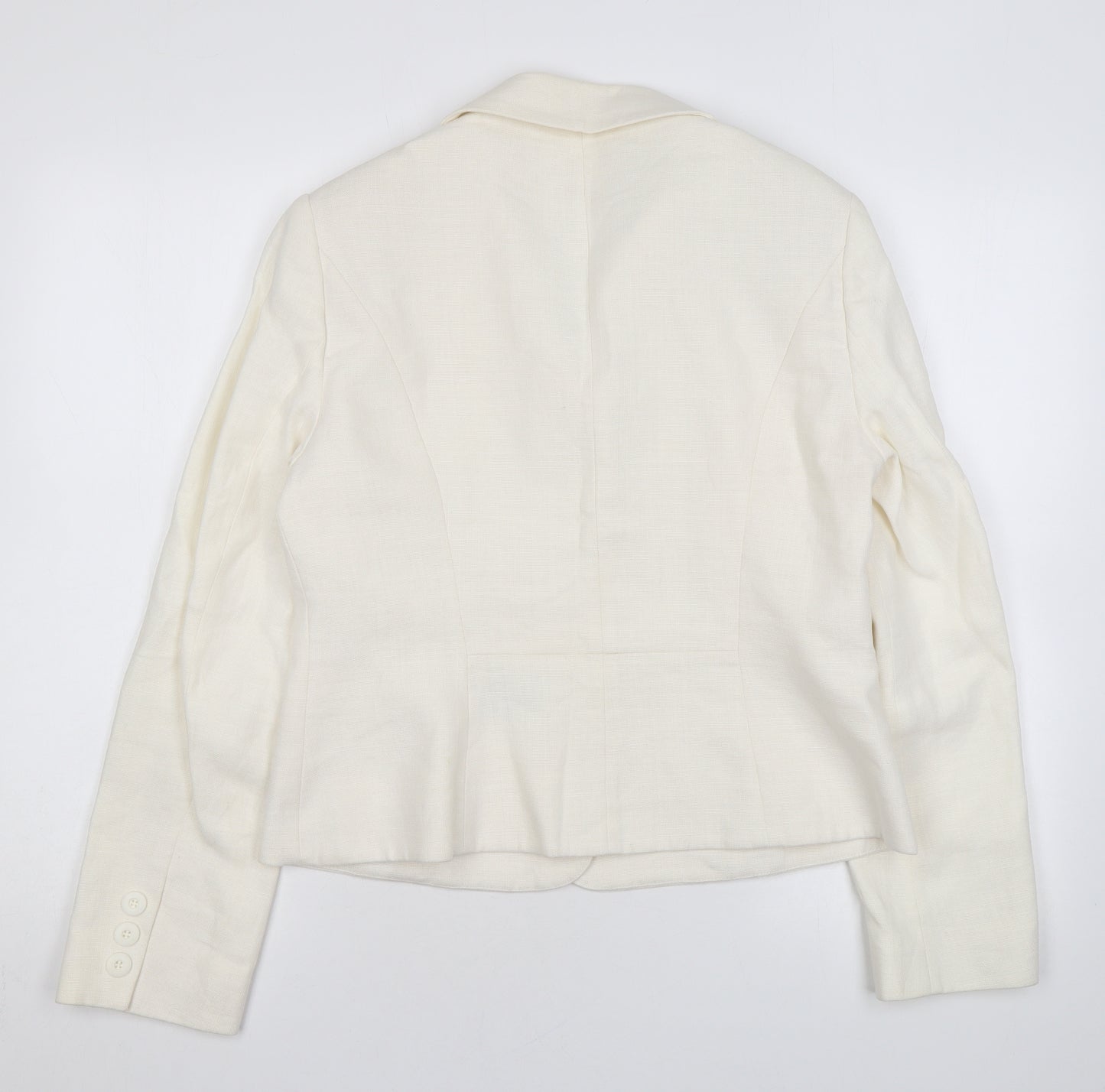 Hobbs Womens Ivory Linen Jacket Blazer Size 14