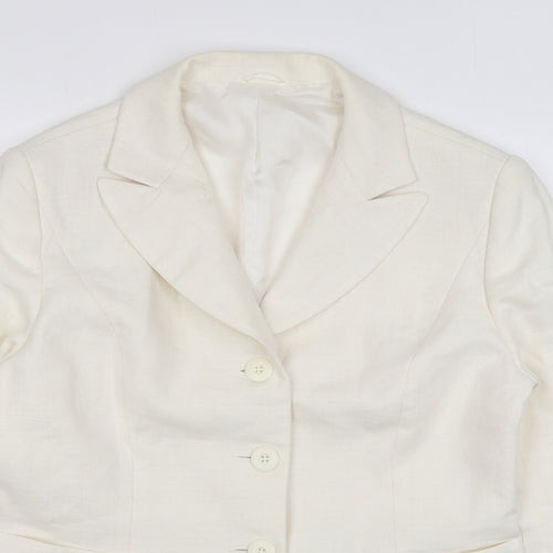 Hobbs Womens Ivory Linen Jacket Blazer Size 14