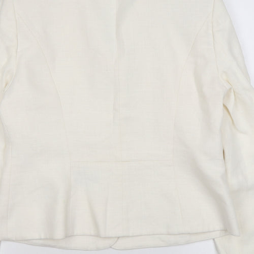 Hobbs Womens Ivory Linen Jacket Blazer Size 14