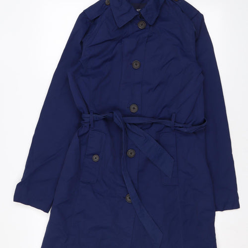 Lands' End Womens Blue Trench Coat Jacket Size XS Button