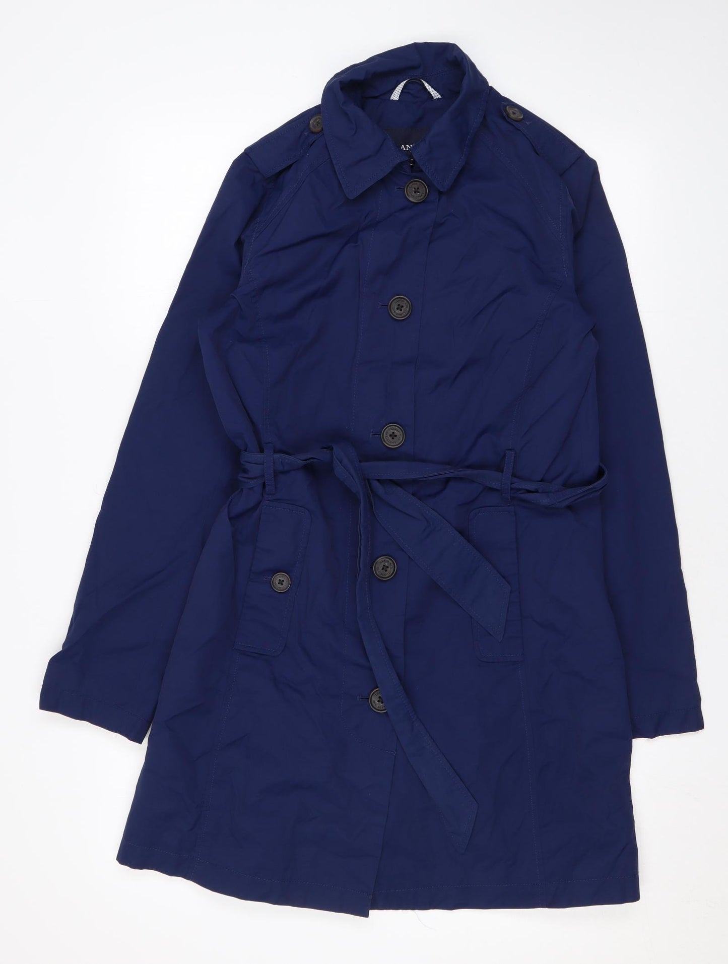 Lands' End Womens Blue Trench Coat Jacket Size XS Button