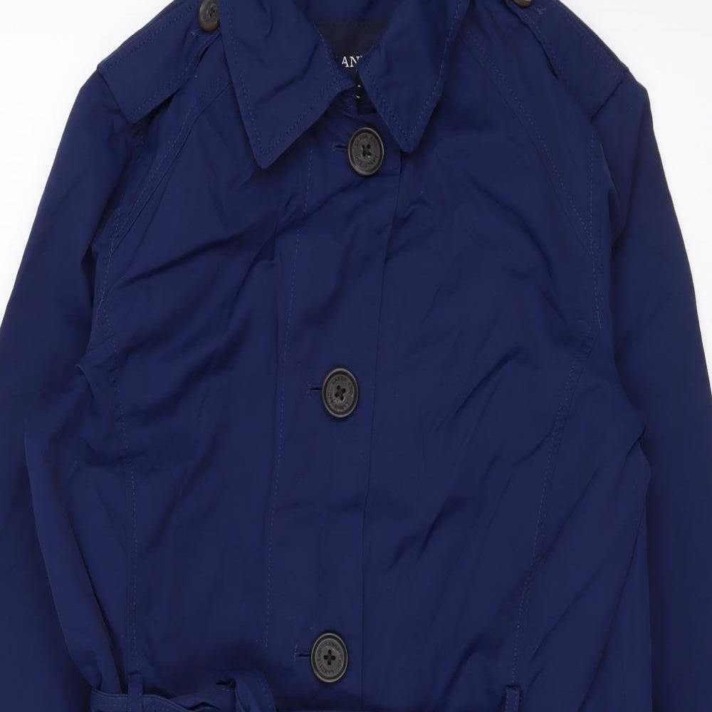 Lands' End Womens Blue Trench Coat Jacket Size XS Button