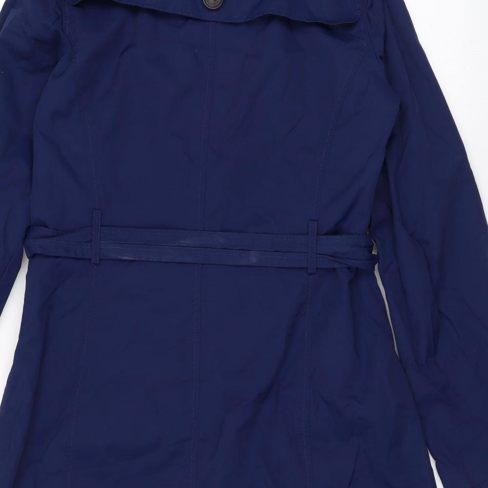 Lands' End Womens Blue Trench Coat Jacket Size XS Button