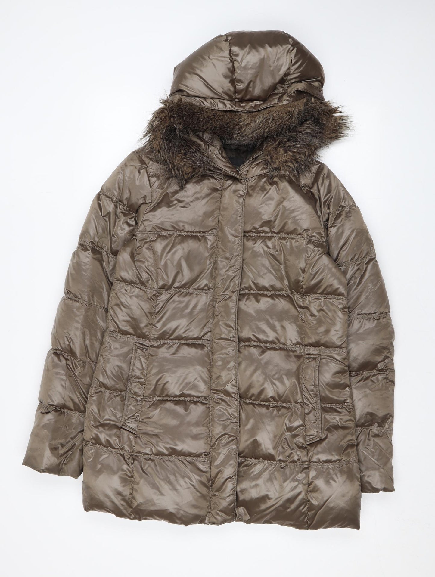 Uniqlo Womens Brown Puffer Jacket Coat Size S Zip