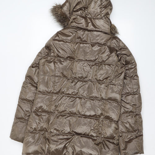 Uniqlo Womens Brown Puffer Jacket Coat Size S Zip