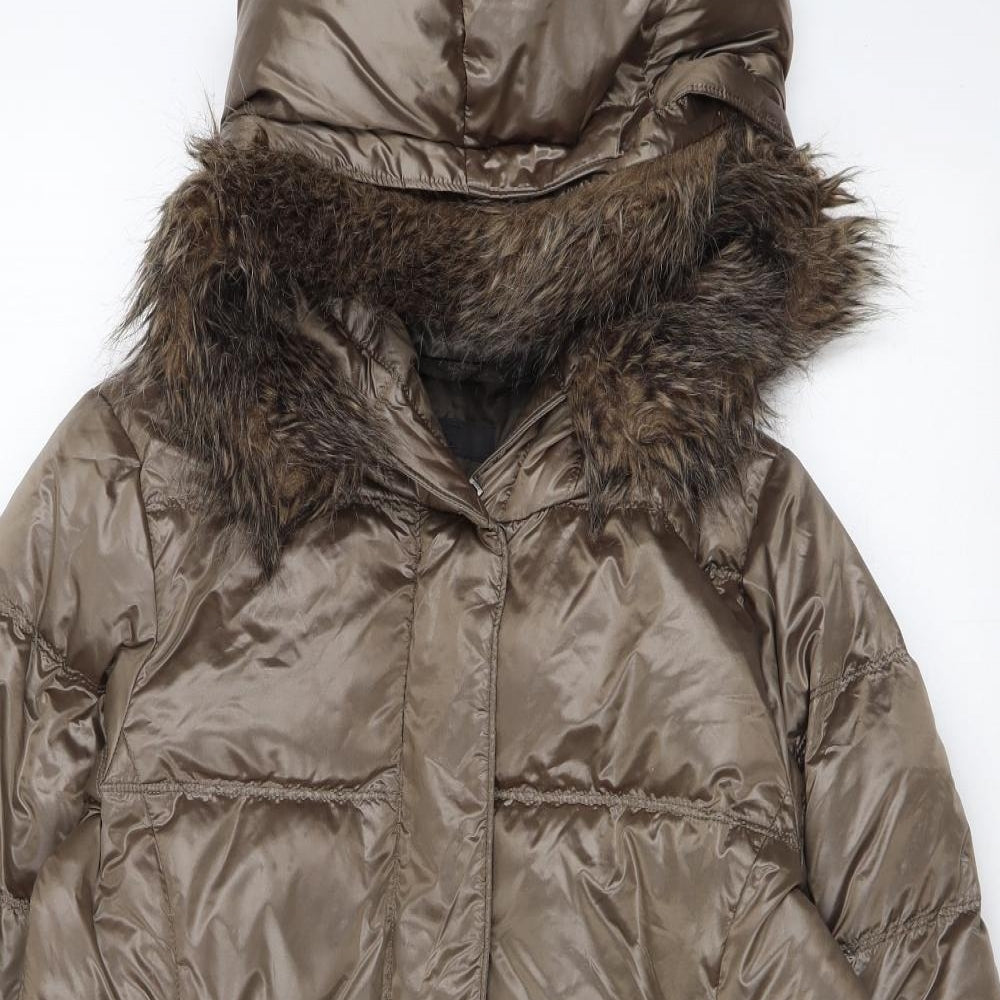 Uniqlo Womens Brown Puffer Jacket Coat Size S Zip
